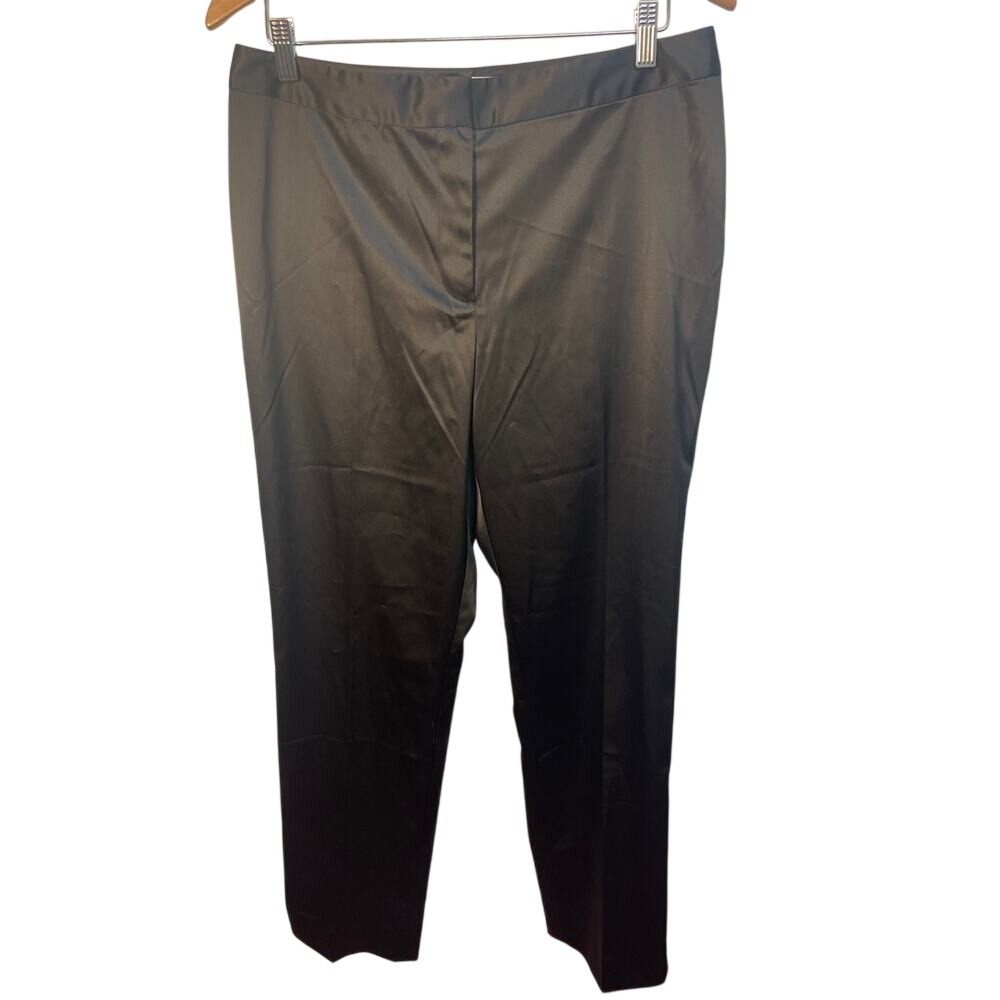 Talbots Heritage Black Satin Straight Leg Dress Pants Trousers Womens 12